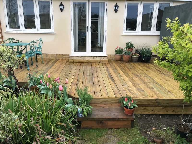 Finished timber decking